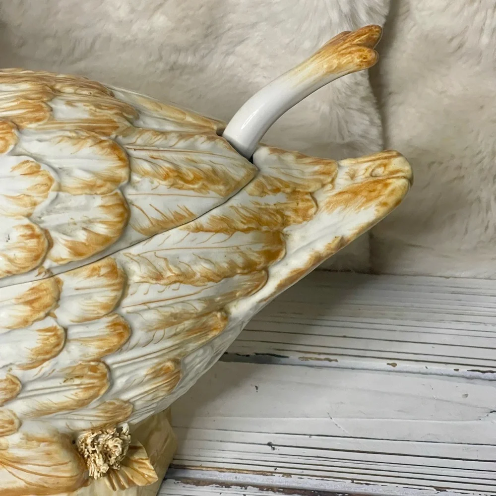 Vintage Jay Willfred NY Italian Art Majolica Duck Tureen Ladle Soup Casserole‎